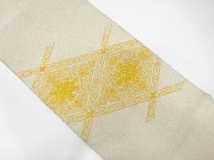 アンティーク　綴れ　斜め格子に華紋織り出し袋帯（材料）